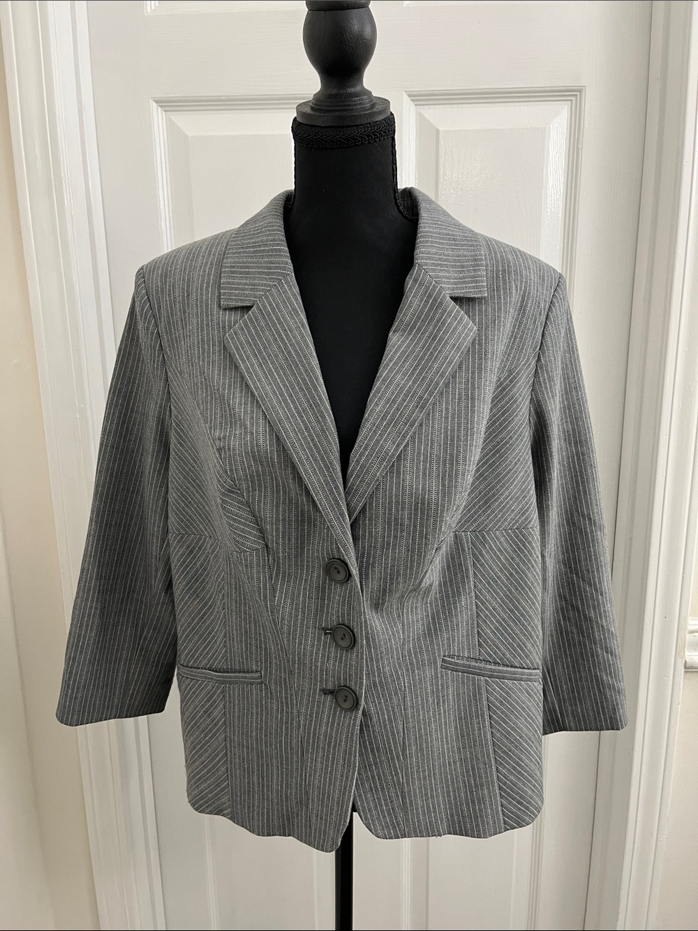 Fashion Bug Gray Striped Blazer